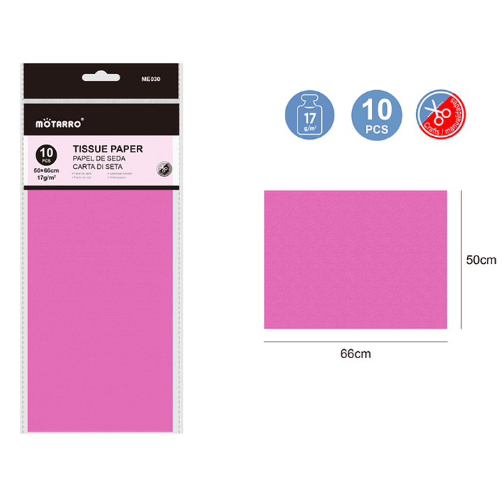 Papel De Seda Rosado 50X66Cm 17G 1