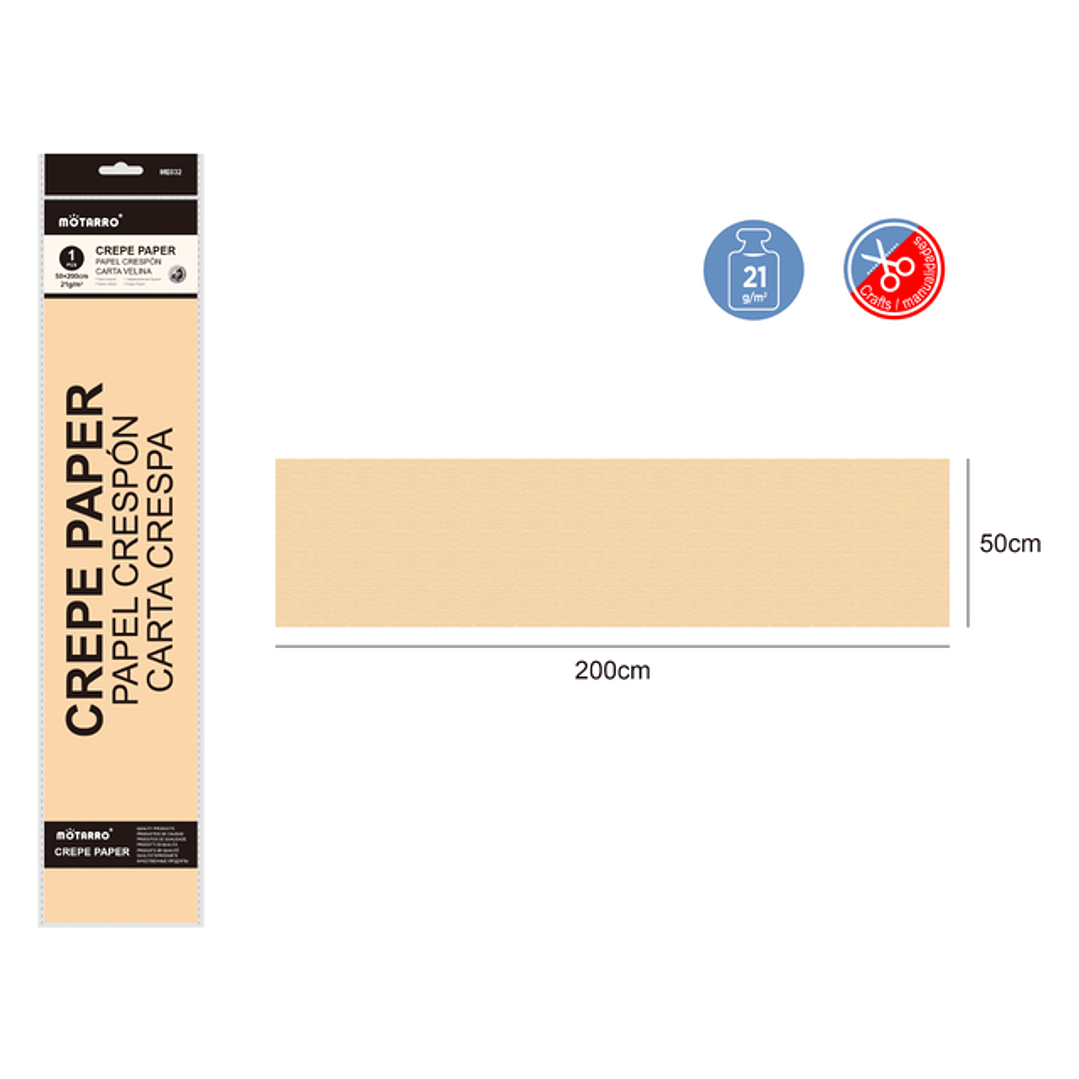 Papel Crepé Beige 50x200Cm 21G 1