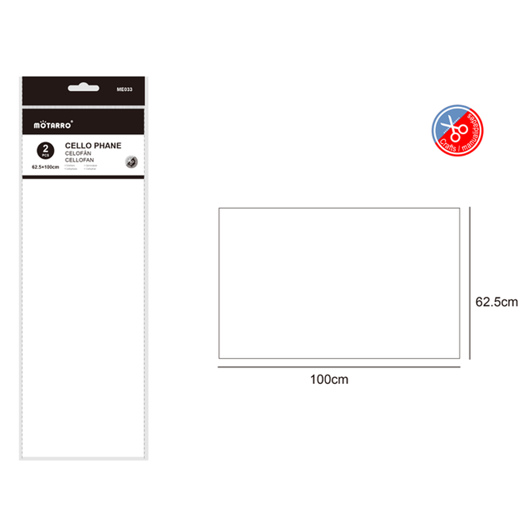 Celofán Blanco Transparente 62.5x100Cm 2Pcs 1
