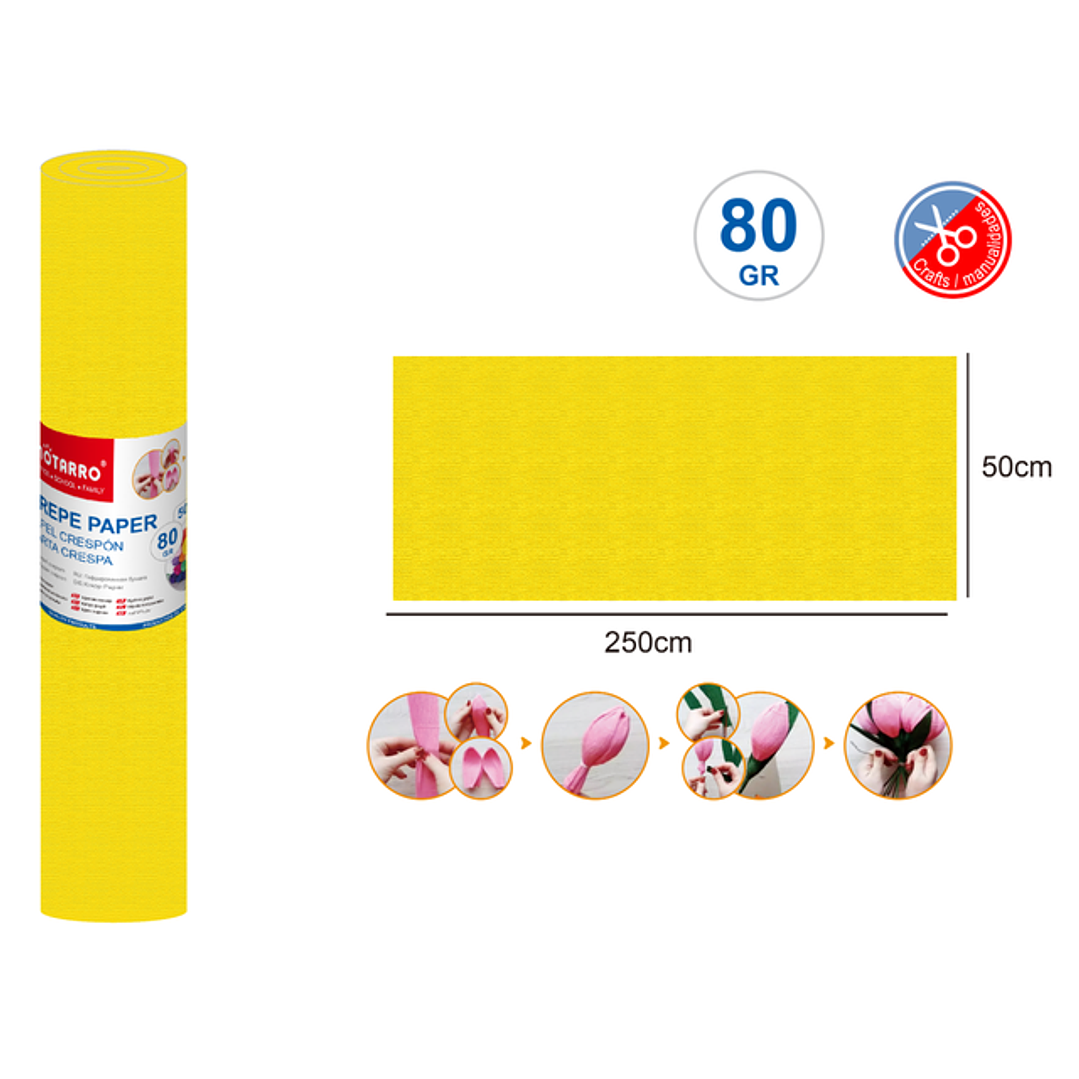 Papel Crepé Amarillo 50x250Cm 80G 1