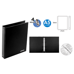 Carpeta Pvc Negro 24x21Cm A5