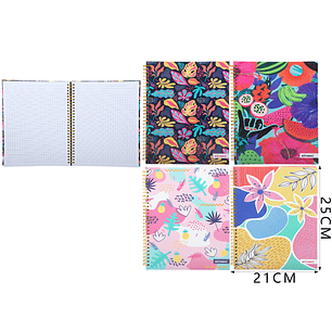 Cuaderno Matematica Motarro Diseño Floreado 25X21Cm