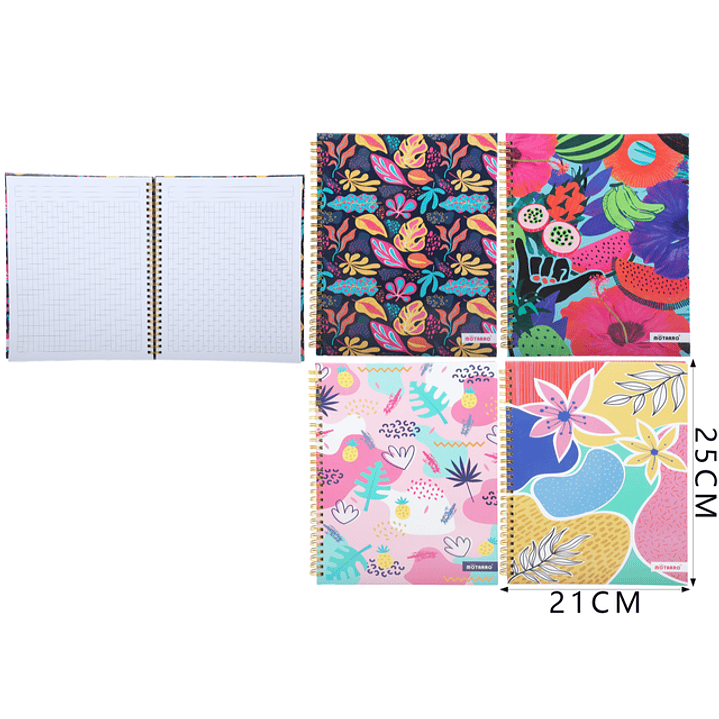 Cuaderno Matematica Motarro Diseño Floreado 25X21Cm 1