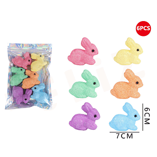 Conejito De Poliestireno Colores 6Pcs