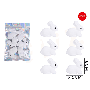 Conejito De Poliestireno Blanco 6Pcs