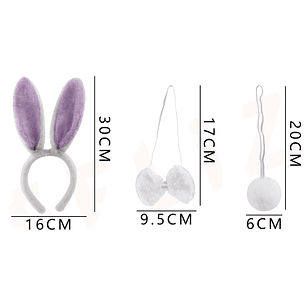 Set Cintillo De Conejo Morado