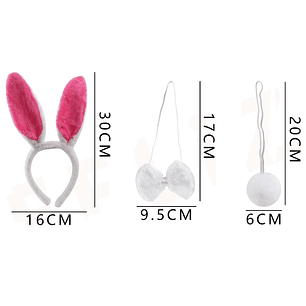 Set Cintillo De Conejo Fucsia