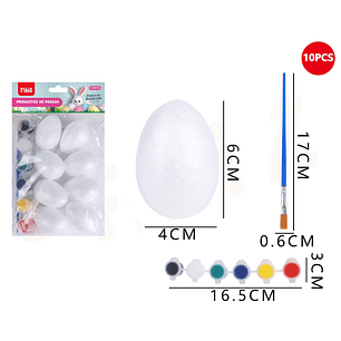Set De Pintar Huevo Poliestireno 10Pcs