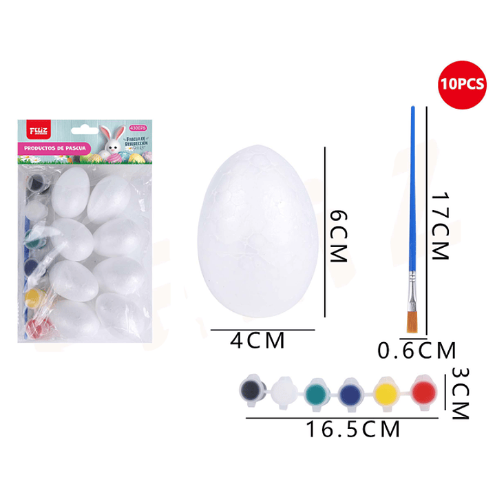 Set De Pintar Huevo Poliestireno 10Pcs 1