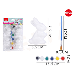 Set De Pintar Conejo Poliestireno 6Pcs
