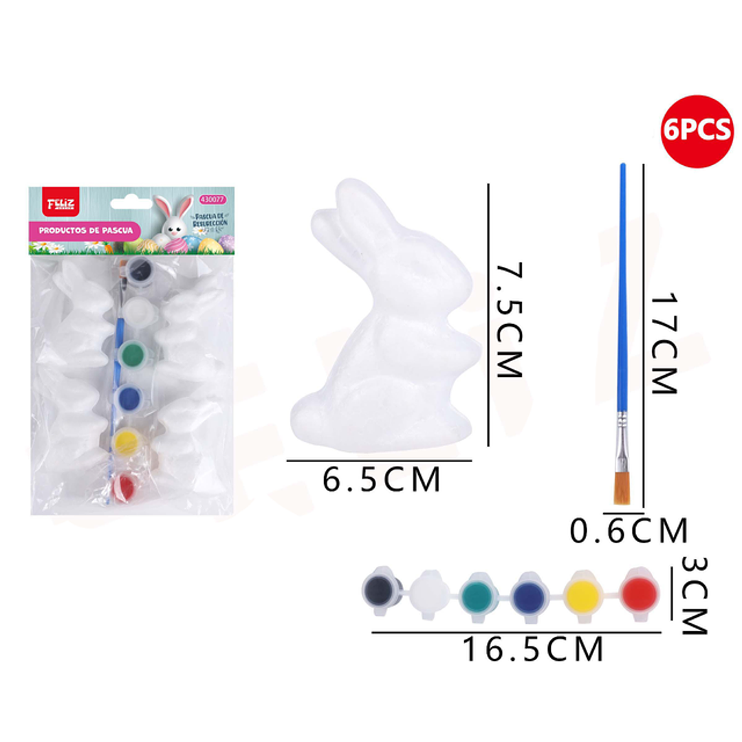 Set De Pintar Conejo Poliestireno 6Pcs 1