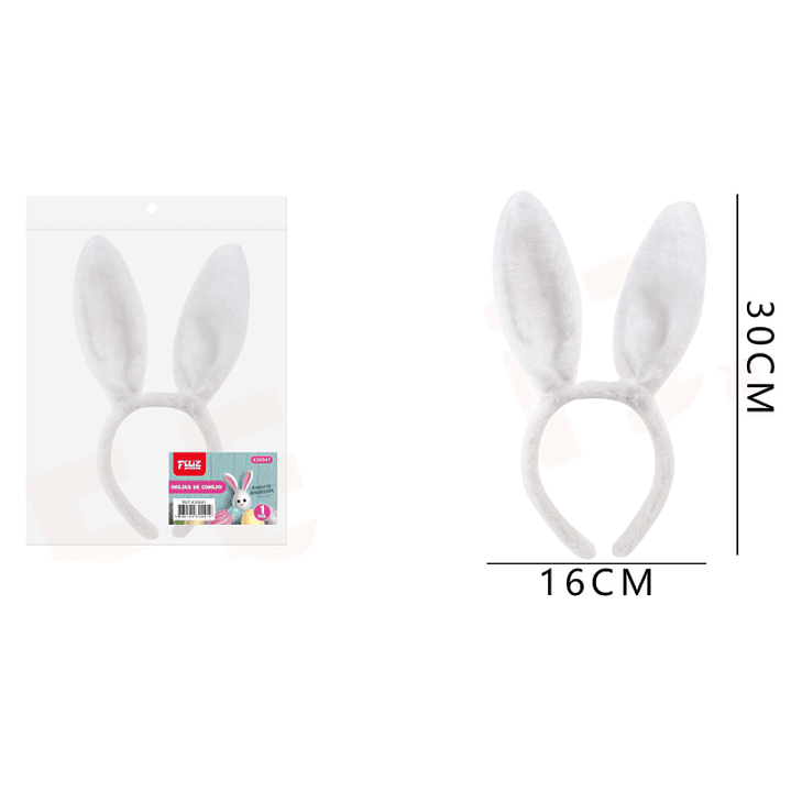 Cintillo Felpa De Conejo Pascua Blanco 1