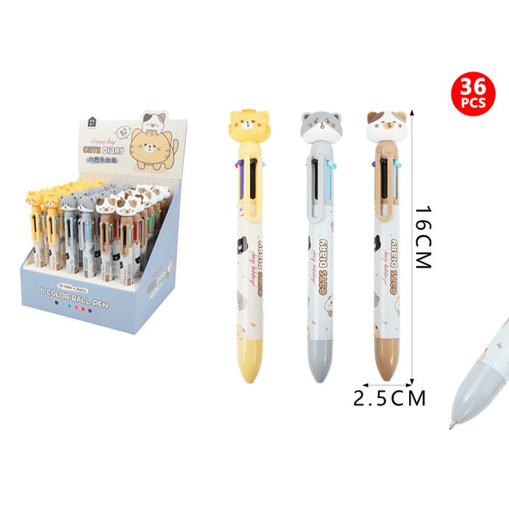 Boligrafo 6Colores Gatito 16Cm 1