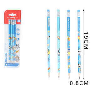 Lapices Grafito Hb/Goma Animales 19Cm 4Pcs