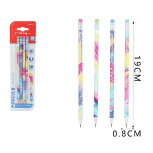 Lapices Grafito Hb/Goma 19Cm 4Pcs