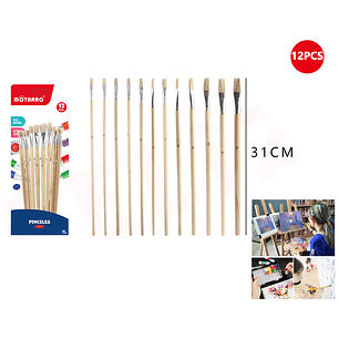 Set De Pinceles Plano 12Pcs
