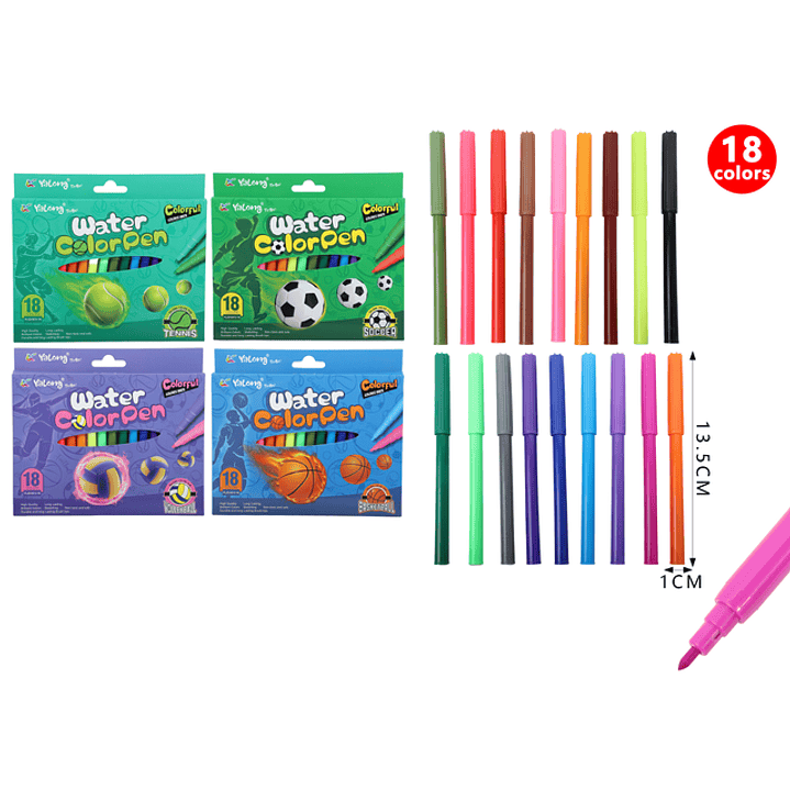 Marcadores De Colores 13.5Cm 18Pcs 1