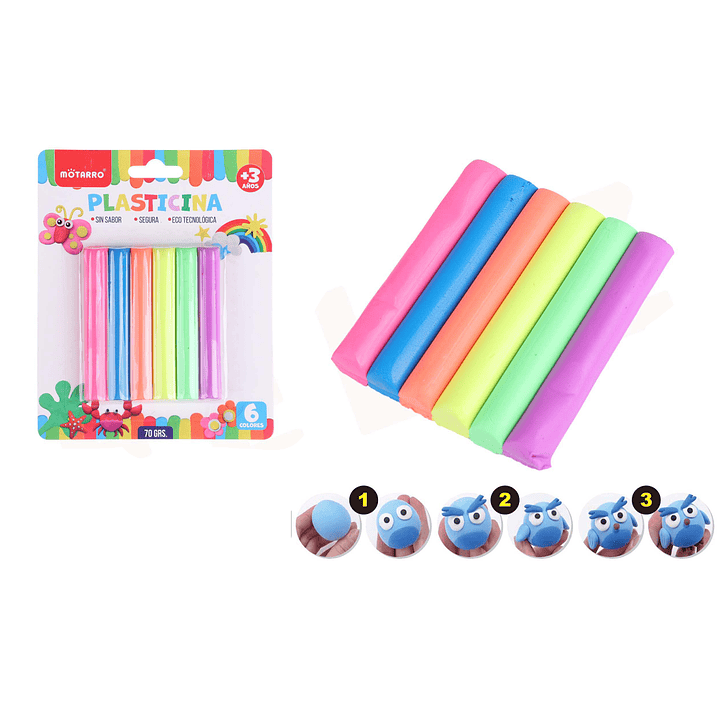 Plascilina Fluor 70G 6Colores 1