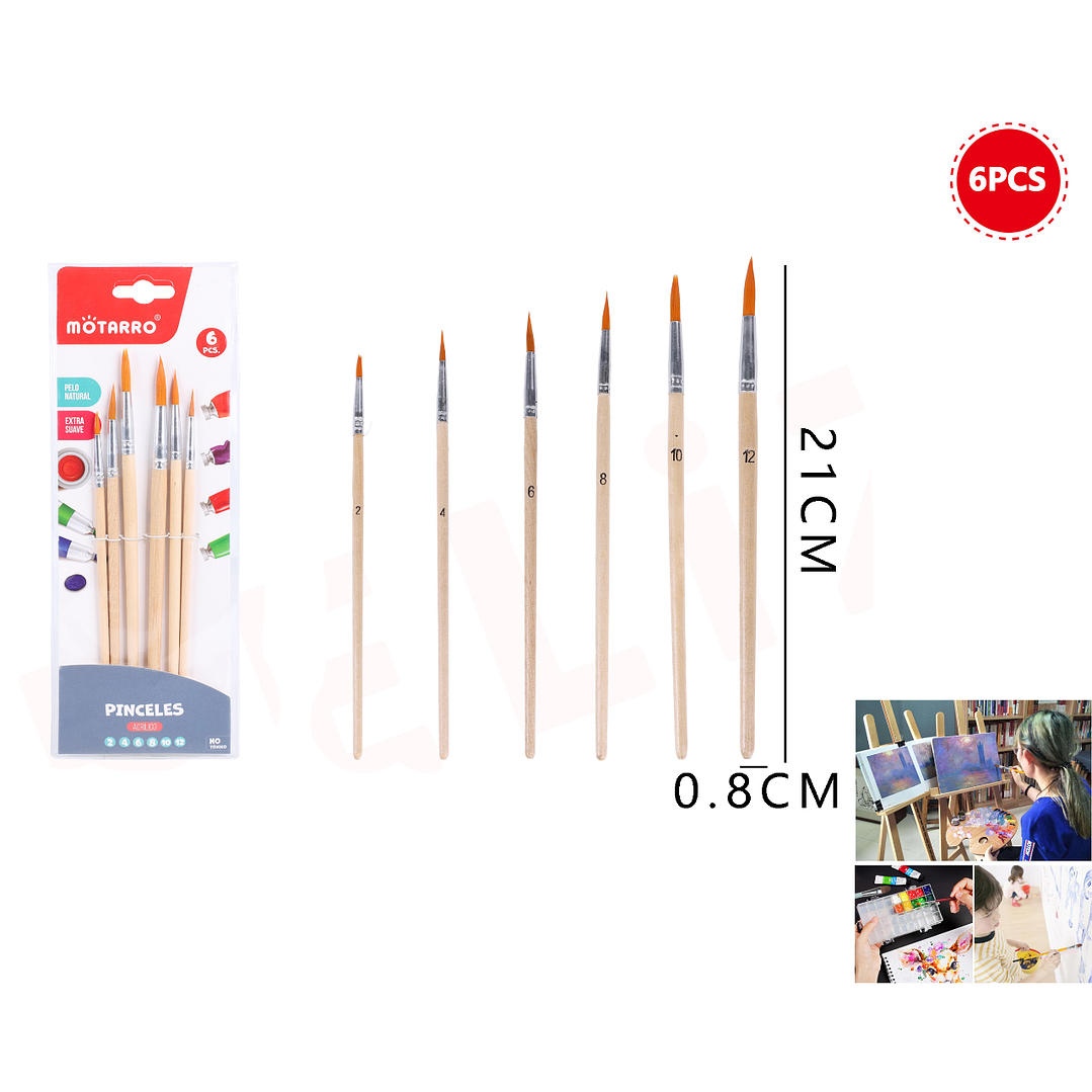 Set De Pinceles Fino 6Pcs 1
