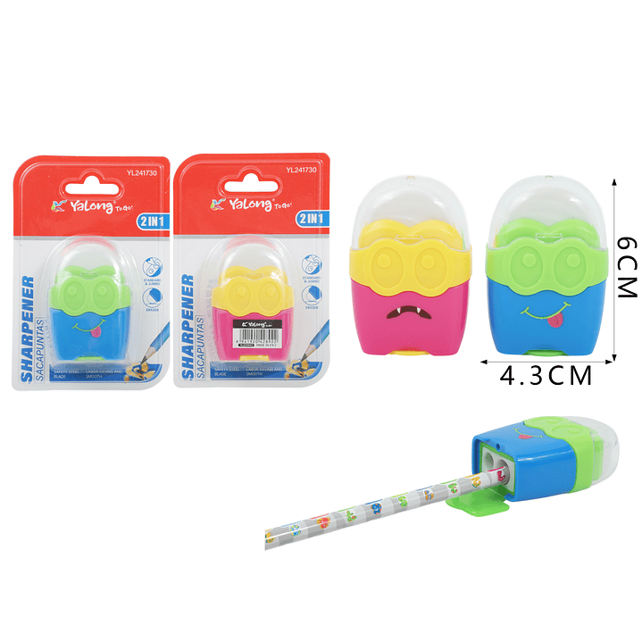 Sacapuntas Doble 6x4.3cm Monstruo 1
