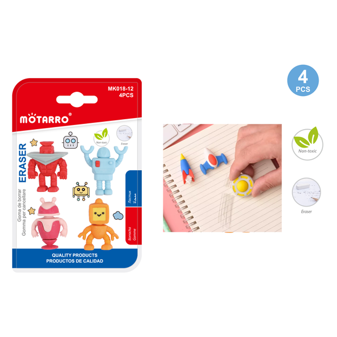 Goma De Borrar Forma Robot 4Pcs 1
