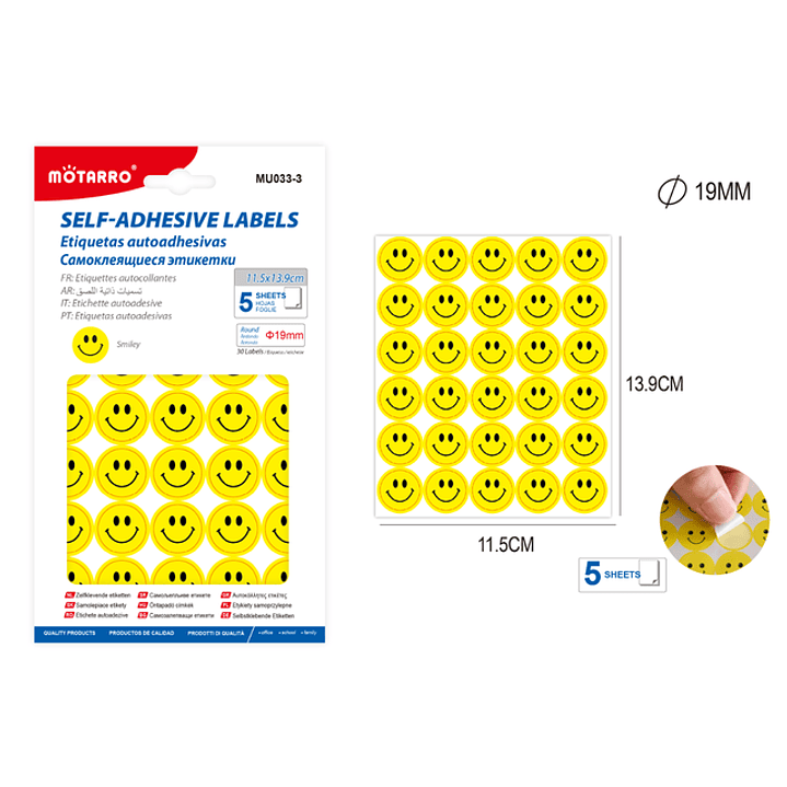 Etiquetas Autoadhesivas Amarillo 19Mm 5Pcs 1