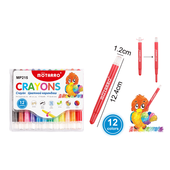 Lapices De Cera Giratorios 12.4Cm 12Pcs 1