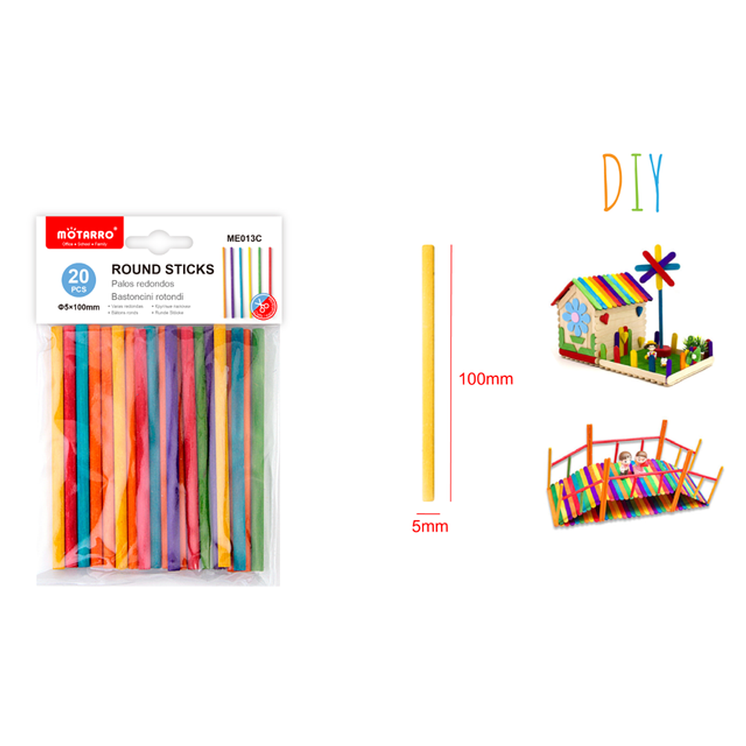 Palitos Manualidades De Color 100Mm 20Pcs 1