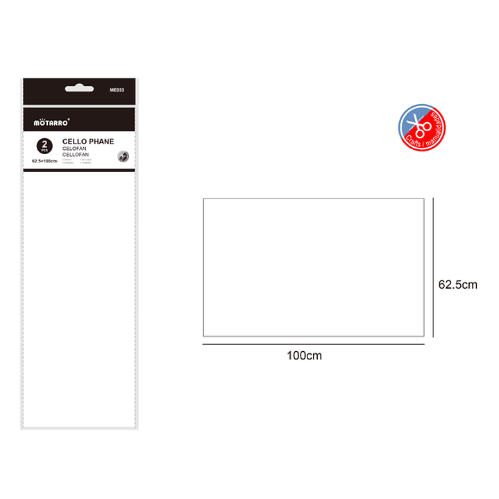 Celofan Blanco Transparente 62.5X100Cm 2Pcs 1