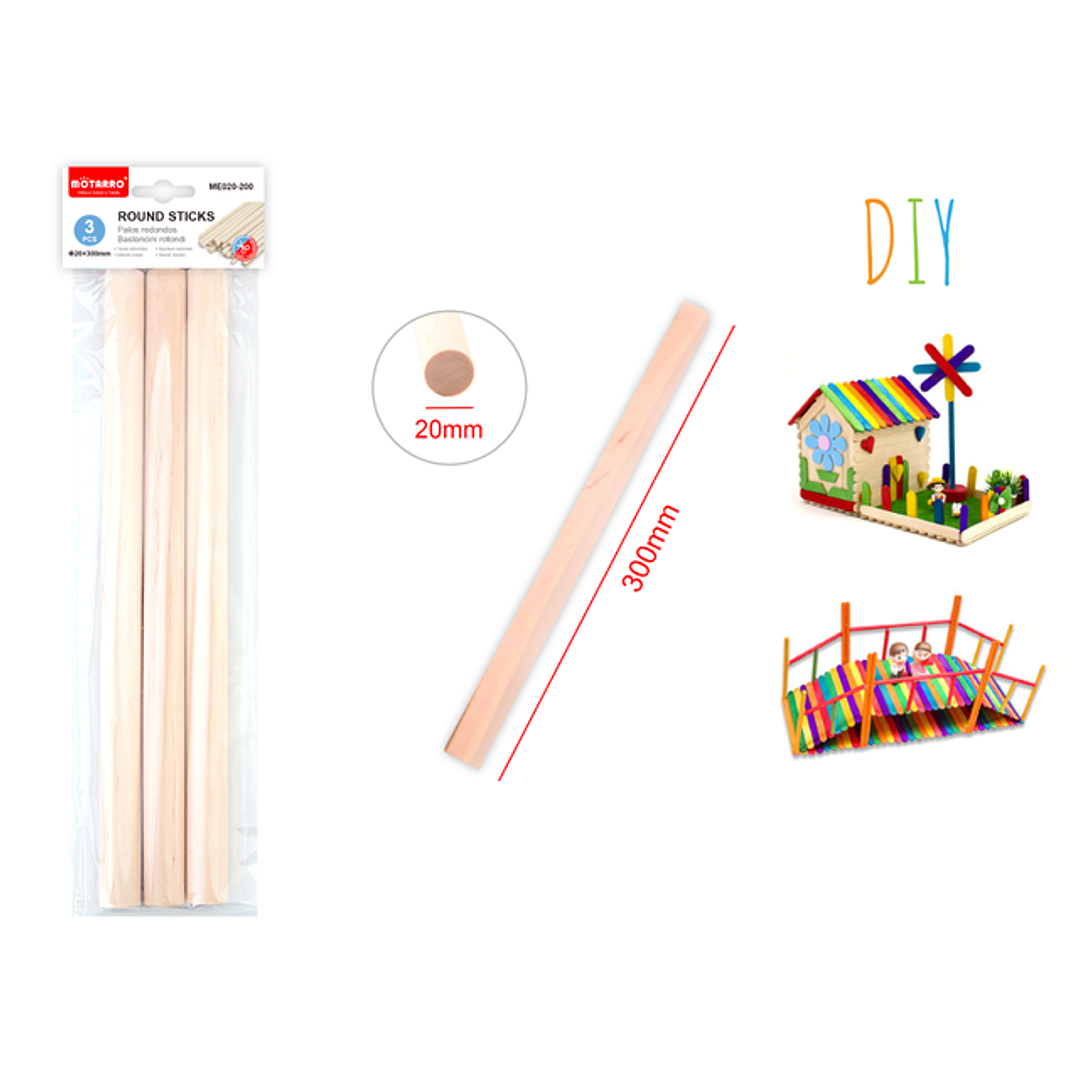 Palito Manualidades 20Mmx30Cm 3Pcs 1