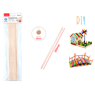 Palito Manualidades 6Mmx30Cm 8Pcs