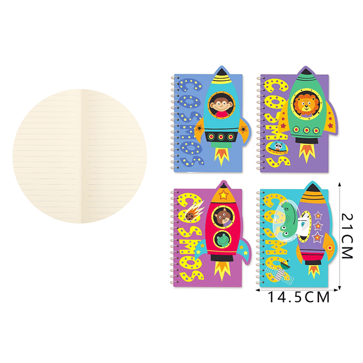 Libreta Espiral Con Forma Nave Espacial 21x14.5cm A5 1