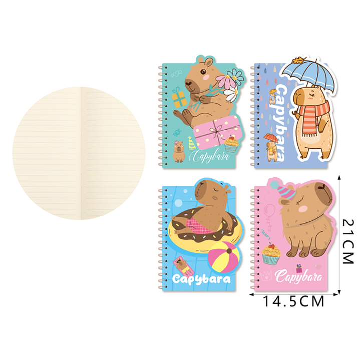 Libreta Espiral Capibara 21x14.5cm Con Forma A5 1