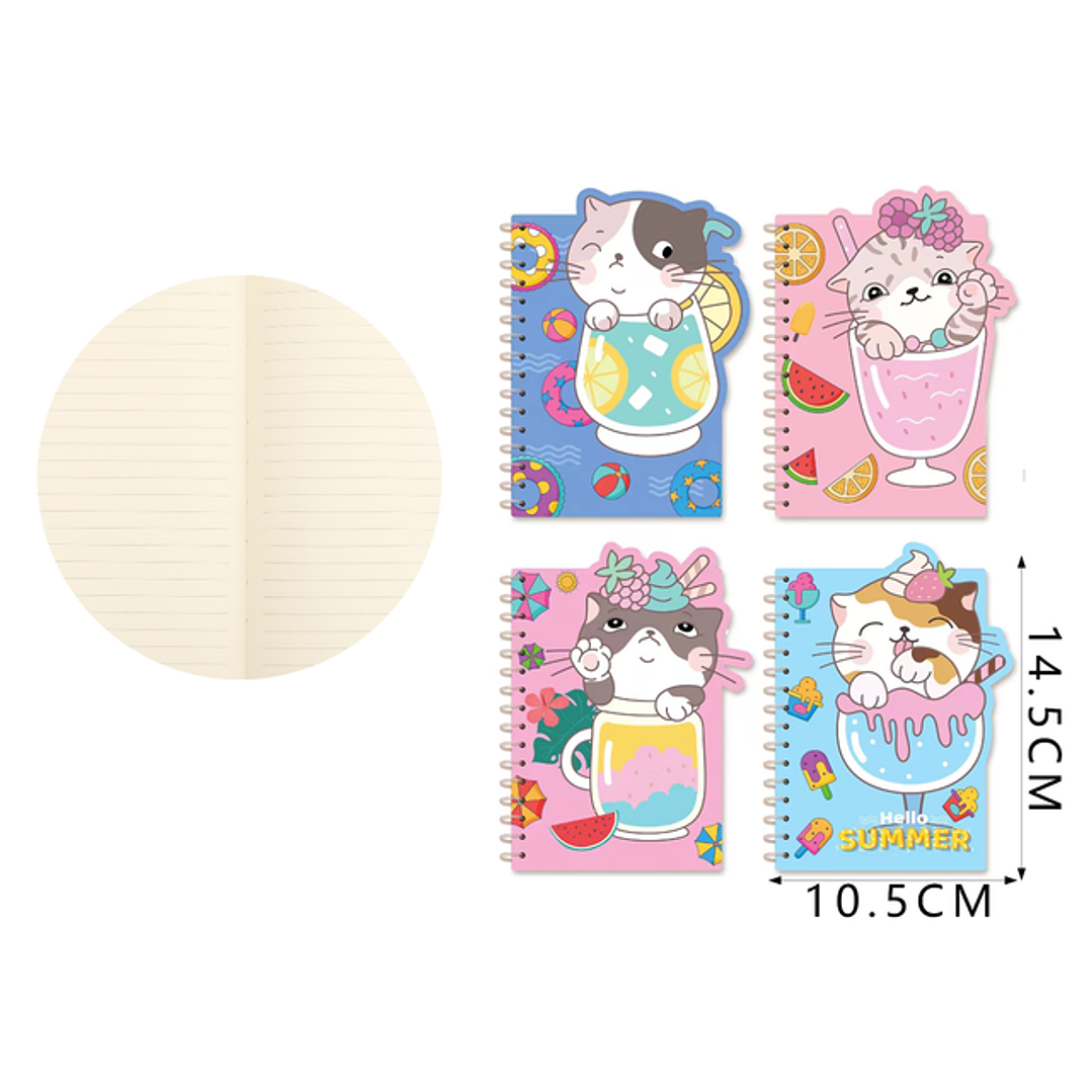 Libreta Espiral Con Forma De Gatito De Bajo Del Agua  14.5x10.5cm A6 1