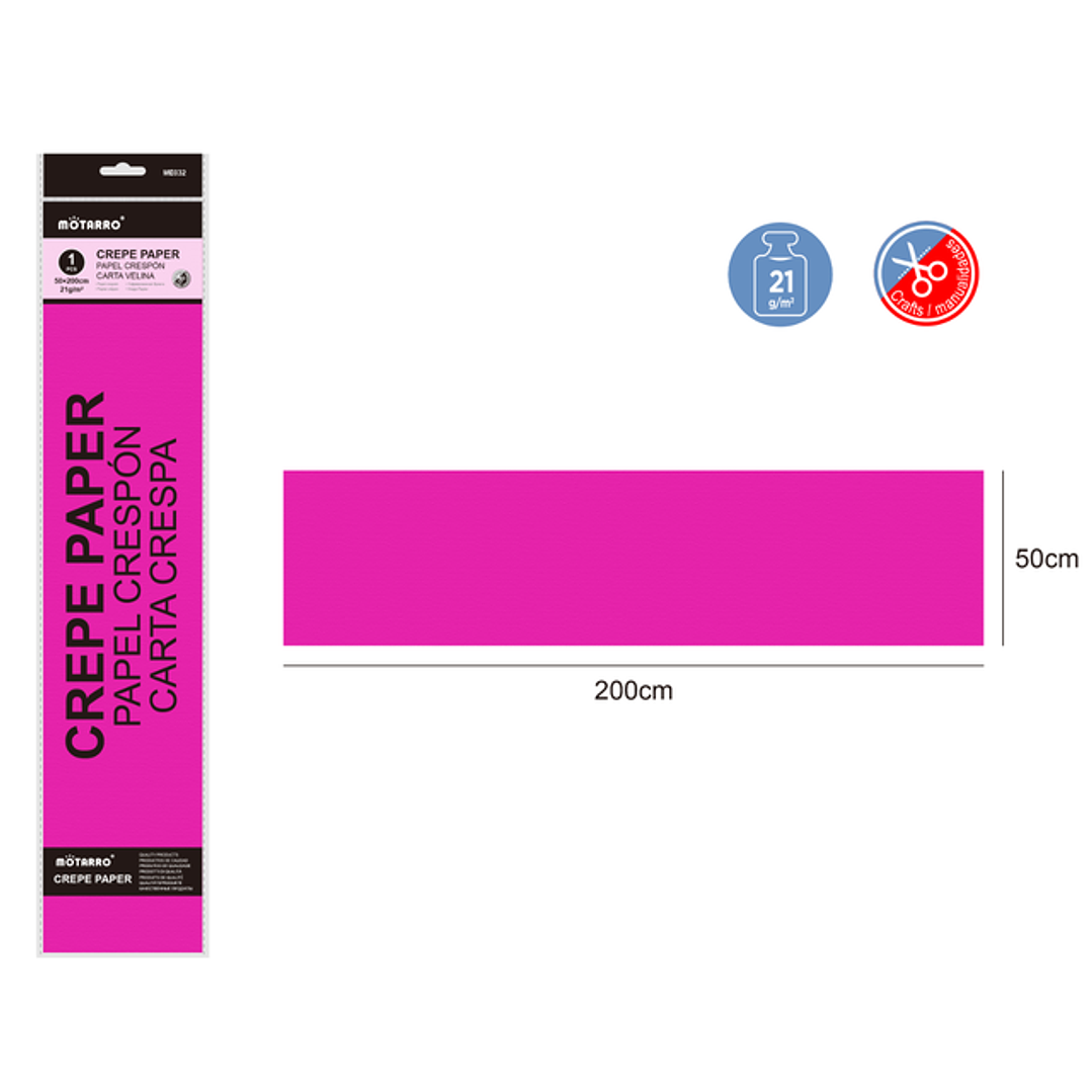Papel Crepé Fucsia 50X200Cm 21G 1