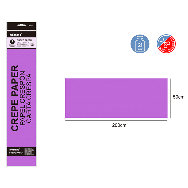 Papel Crepé 50X200Cm 21G 1