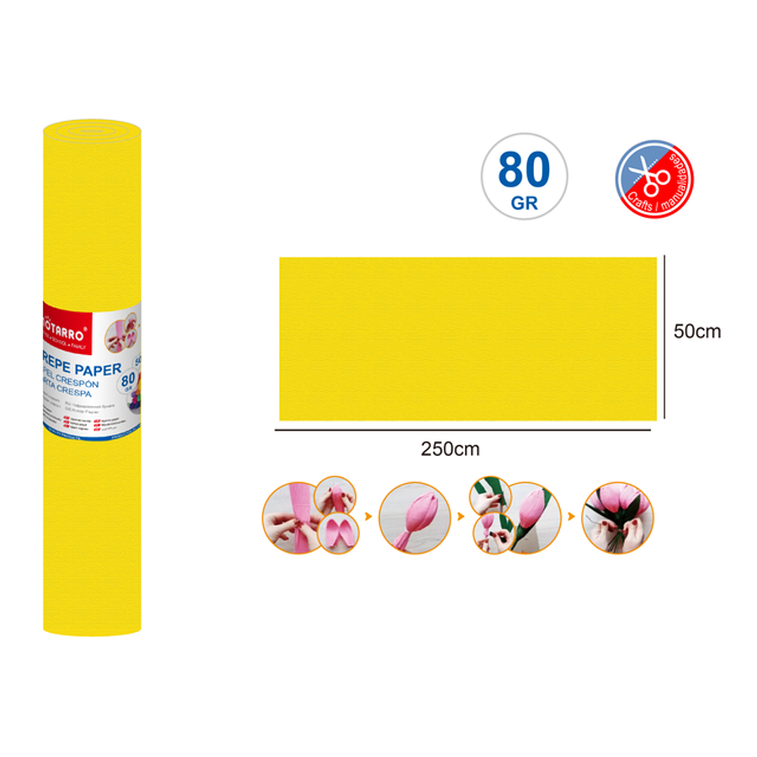 Papel Crepé Amarillo 50X250Cm 80G 1