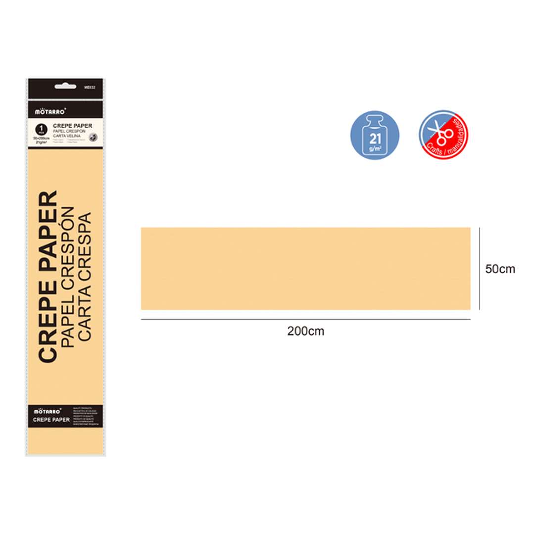 Papel Crepé Naranja 50X200Cm 21G 1