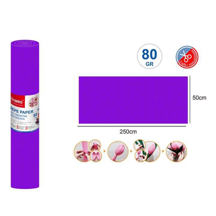 Papel Crepé Morado Oscuro 50X250Cm 80G 1