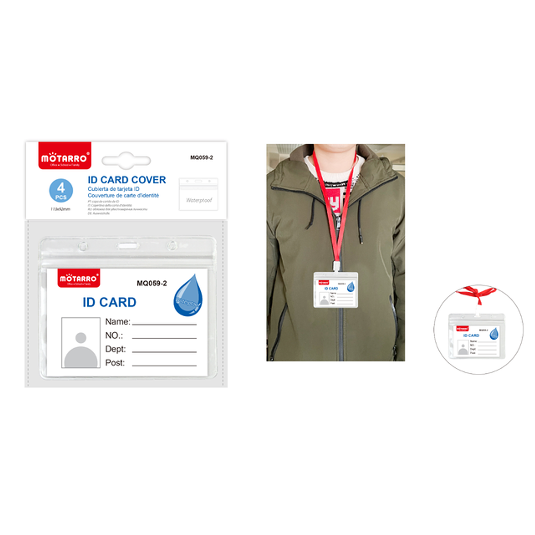 Portal Credencial Transparente Horizontal 4Pcs 1