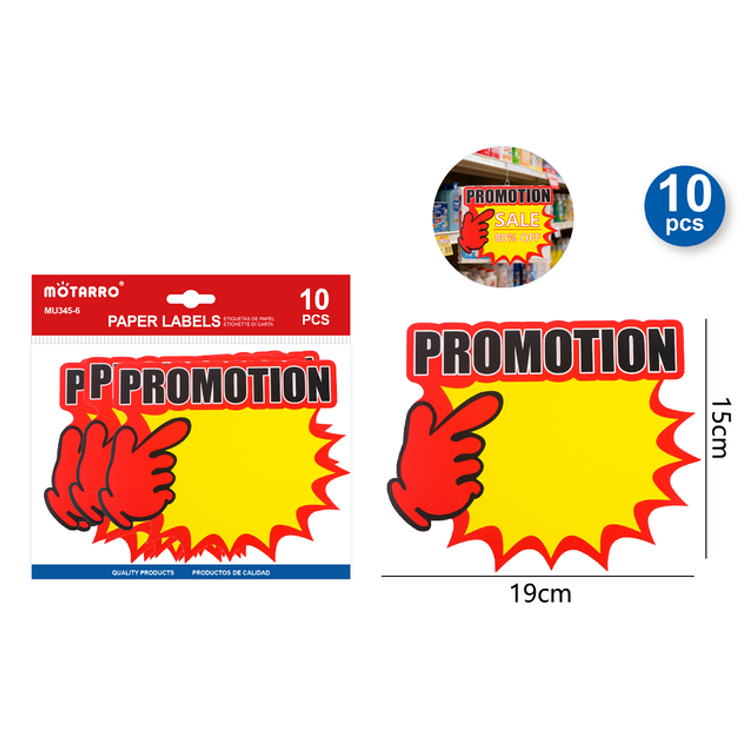 Etiquetas De Precio Promocion 19X15Cm 10Pcs 1