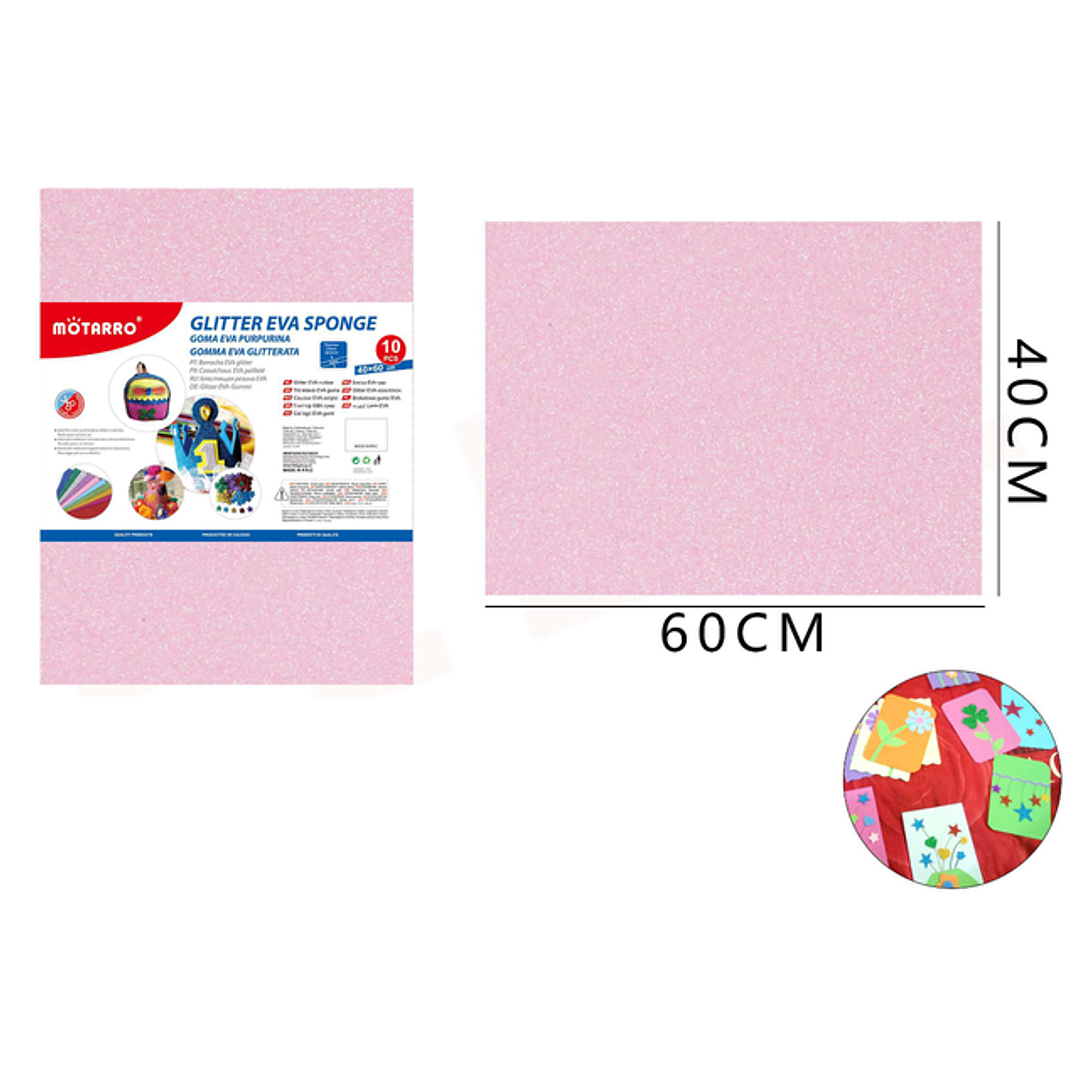 Goma Eva Glitter Rosado 40X60Cm 1