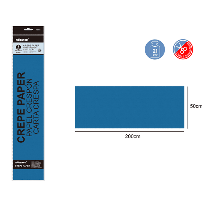Papel Crepé Azul Cobalto Oscuro 200X50Cm 21G 1