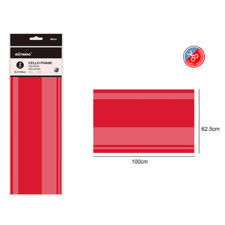 Celofan Rojo 62.5X100Cm 2Pcs 1
