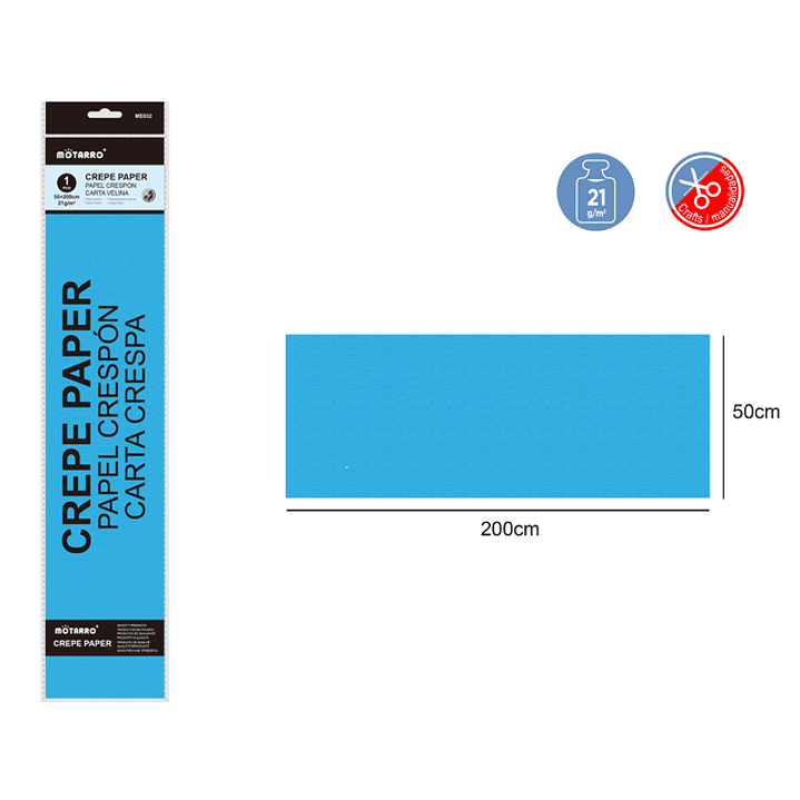 Papel Crepé Azul Francia 50X200Cm 21G 1