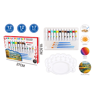 Set De Pinturas Acrilica 12Ml 12+4+1Pcs
