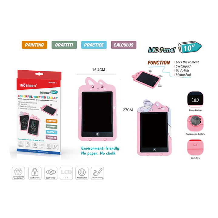 Tablero De Escritura Lcd 10Pul. Rosado 1