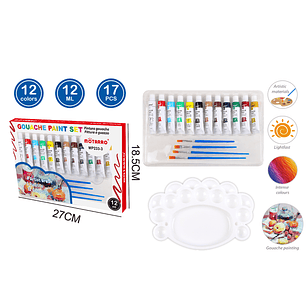 Set De Pinturas Gouache 12Ml 12+4+1Pcs