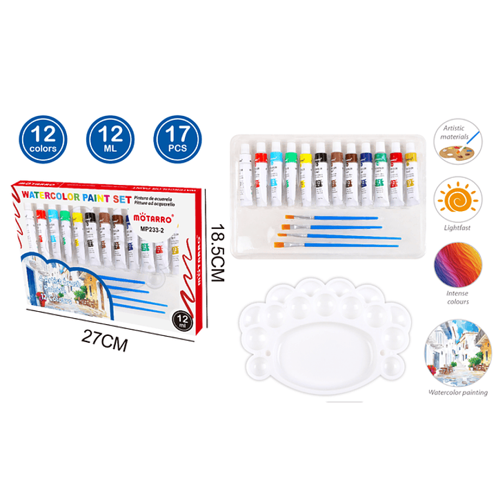 Set De Pinturas Acualera 12Ml 12+4+1Pcs 1