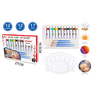Set De Pinturas Oleo 12Ml 12+4+1Pcs